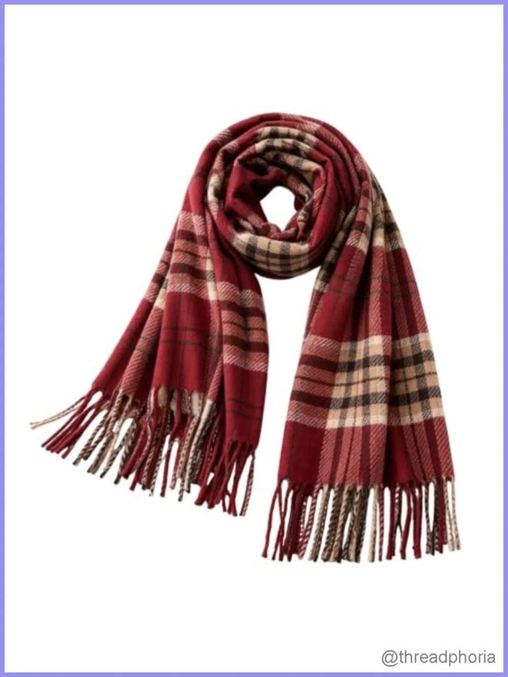 Classic Plaid Tassel Fringe Scarf Shawl Wrap Blanket Scarf for Women